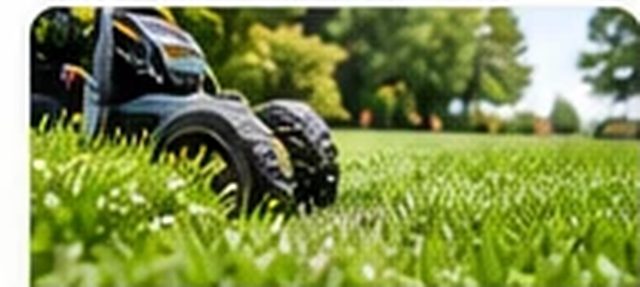 Freshly mowed lawn with clean stripes