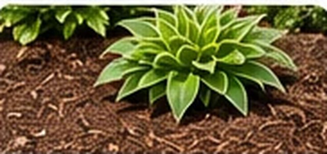 Fresh mulch spread in a planting bed